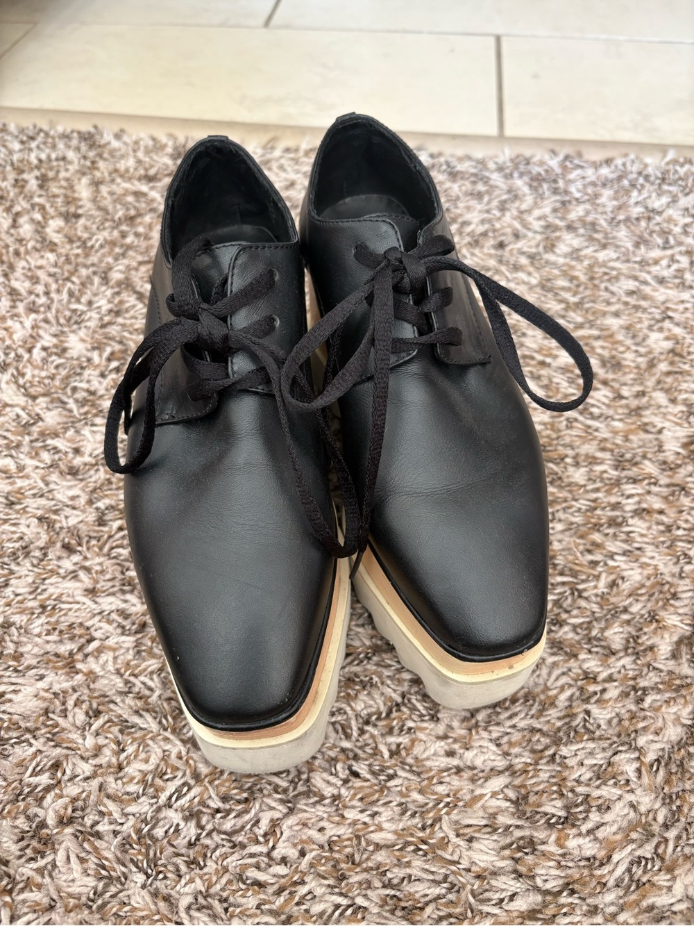 Stella McCartney Elyse Platforms Black Leather 36